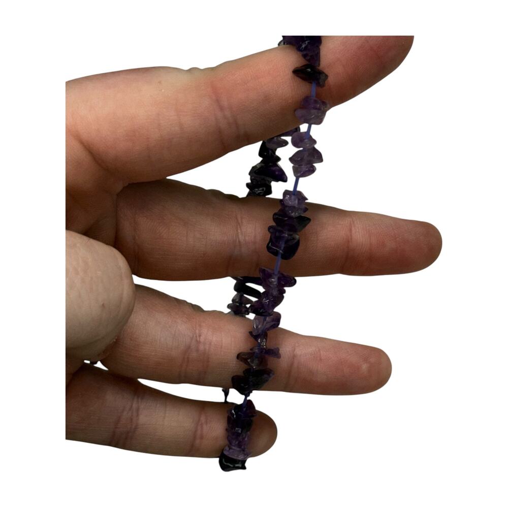Natural Amethyst Chip Crystal Stretch Bracelet Purple Healing Stone - Picture 2 of 6